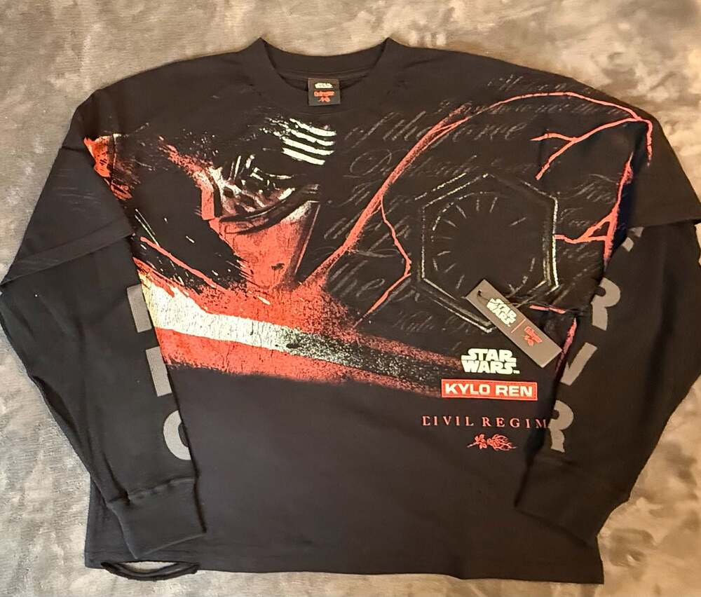 Civil Regime x Star Wars Kylo Ren Distress Wash Layered Long Sleeve Shirt